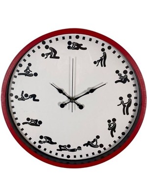 Ss Sexotic Shop Kamasutra Temalı (Pozizyonlu) Duvar Saati Kırmızı