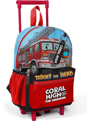 Coral High Minik Yuva Çekçekli Sırt Çantası  Kırmızı Mavi Itfafiye Desenli Iki Bölmeli 34026