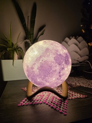 Rgb Kumandalı 3D Ay Gece Lambası,büyük Boy , 25CM