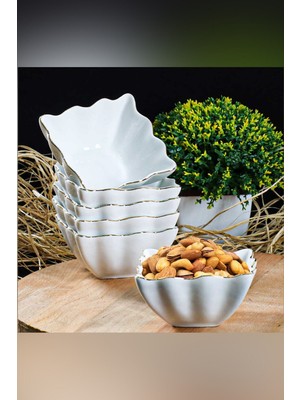 6 Parça Porselen Nergis Kare Kase, 9 Cm, Şık ve Zarif Tasarım