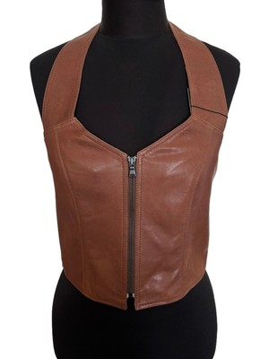 Asus Deri- Melina - Hakiki Deri Kadın Büstiyer - Kahverengi