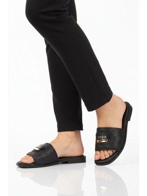 Ayakmod Siyah Ince Taban Hafif Kadın Günlük Terlik 422255 Z
