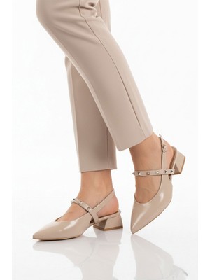 Ayakmod Bej Dar Kalıp Özel Gün ve Davet Kadın Abiye Ayakkabı 323102 Z
