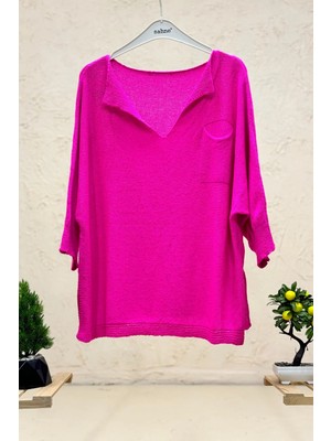 Sahnemoda Tek Cepli V Yaka Yarasa Merserize Bluz
