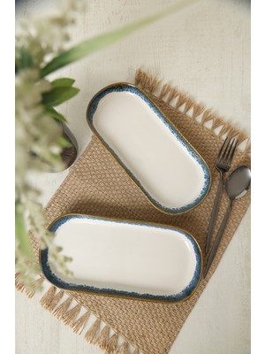 Reaktif Kobalt Noyan Kayık Tabak 26 Cm, 2'li Set, Şık ve Dayanıklı Tasarım