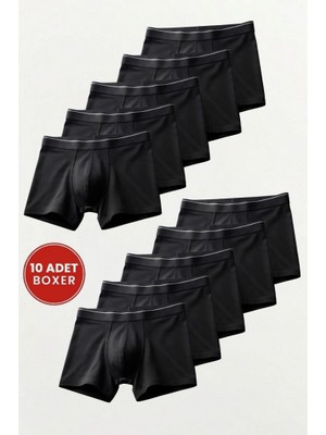 Cennetoğlu Erkek Likralı Pamuklu Boxer Özel Hijyenik Ambalajlı 10'lu Paket