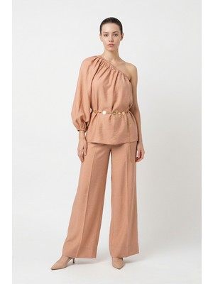 Setre Somon Cep ve Kumaş Detaylı Rahat Kesim Pantolon