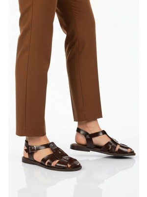 Ayakmod Kahve Hafif Ince Taban Kadın Sandalet 335335 Z
