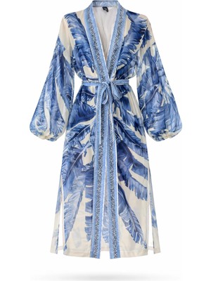 Retrobird Tasarım Palmera Wrap Kimono Kadın Mavi