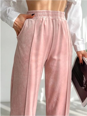 Win Moda Kadın Kadife Pantolon Geniş Paça Max Boy Wide Leg Lastikli Bel S/xl 8 Renk