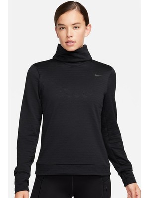 Nike Swift Element Therma Fit Running Womens Sweatshirt Kadın Cepli Boğazlı Yaka Koşu Sweatshirt Siyah