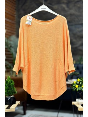 Sahnemoda Yarasa Çift Cepli Merserize Tunik Bluz