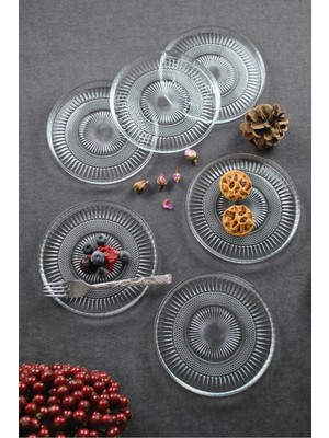 6 Parça Cam Mini Tabak Seti, Tatlı ve Kek Için 16CM, Şık ve Hafif