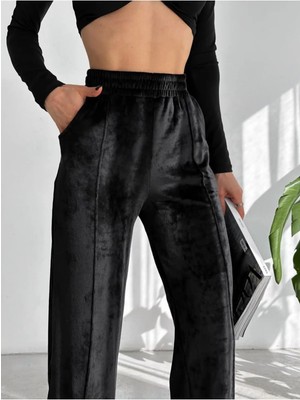 Win Moda Kadın Kadife Pantolon Geniş Paça Max Boy Wide Leg Lastikli Bel S/xl 8 Renk