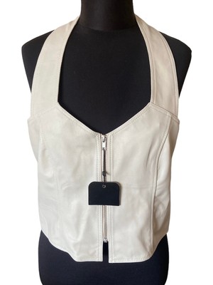 Asus Deri - Melina - Hakiki Deri Kadın Büstiyer - Bej