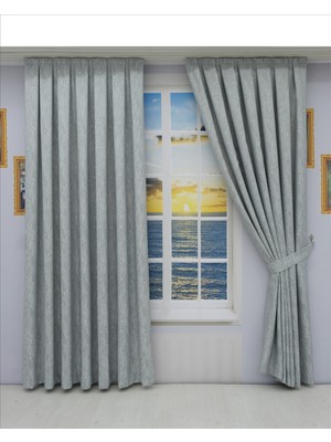 Esdeh Kırçıllı Gri Pileli Fon Perde (90X250-260 Cm) - Çift Kanat Gönderilir - Spor Düz Modern Tasarım