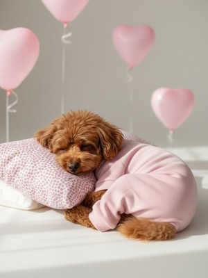 Kemique Minimini Kalpler Pembe Köpek Uyku Takımı | Pamuklu Penye Köpek Tulumu ve Mini Yastık | Küçük Irklar Için | Tüy Dökülmesini Azaltır