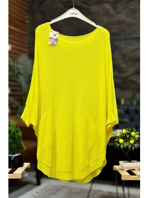 Sahnemoda Yarasa Çift Cepli Merserize Tunik Bluz