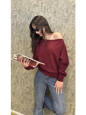 Leilaa Kayık Yaka Modal Kumaş Bluz