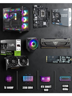 Symoon I5 14400F 32GB Ram 512GB Nvme 5060TI 16GB Ekran Kartlı Gaming Pc