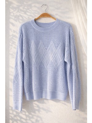 Retrobird Ajurlu Delikli Baharlık Triko Kadın Mavi