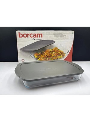 Gri Kapaklı Borcam Tepsi 40X25 cm 3850 Cc, Dayanıklı ve Şık Tasarım