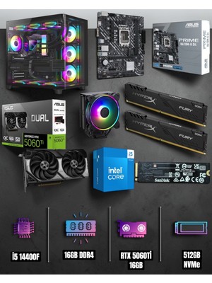 Symoon I5 14400F 16GB Ram 512GB Nvme 5060TI 16GB Ekran Kartlı Gaming Pc