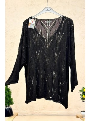 Sahnemoda Ajurlu V Yaka Yarasa Merserize Bluz