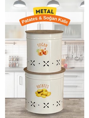 Şık Metal Patates ve Sebze Saklama Kovası, Modern Mutfağınıza Uygun