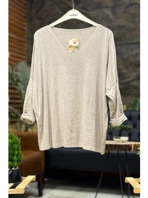 Sahnemoda V Yaka Uzun Kol Ithal Yumoş Bluz