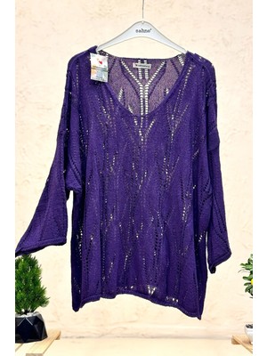 Sahnemoda Ajurlu V Yaka Yarasa Merserize Bluz