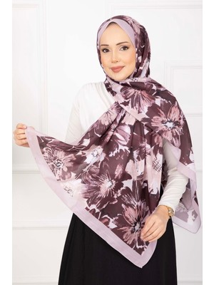 ECN Floral Çiçek Desenli Şal Serisi Pudra Bordo