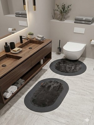 Yünteks Rabbit Soft Hasır Dekoratif Klozet Takımı / Banyo Paspası / Modern / Şık /lüx / Banyo Halısı