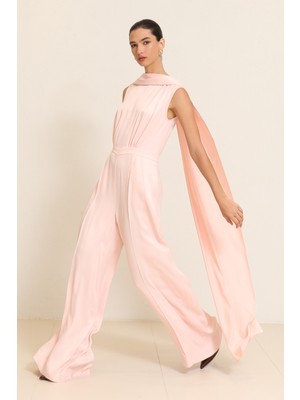 Setre Pudra Yaka Ve Bel Detaylı Cepli Tulum