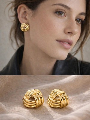 Retrobird Vintage Style Atelier Düğüm Küpe Kadın Gold Renkli