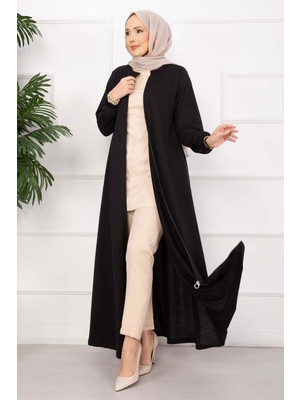 TKM Klasik Fermuarlı Ferace Siyah