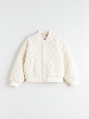 Lcw Ekru Dik Yaka Kapitone Desenli Kız Çocuk Mont