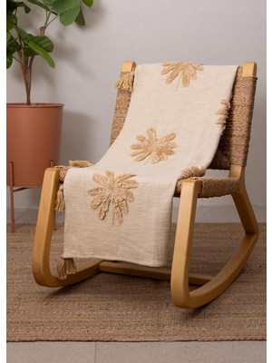 The Mia Papatya Desenli Örtü Kahverengi 130 x 170 cm