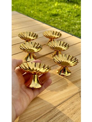 6'lı Isritidye Huni Ayaklı Gold Kahve Yanı Lokum ve Makaronluk