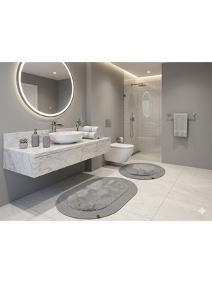Yünteks Rabbit Soft Hasır Dekoratif Klozet Takımı / Banyo Paspası / Modern / Şık /lüx / Banyo Halısı