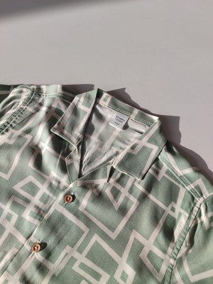 Bandiwa Gulian Erkek Bebek Kısa Kollu Geometrik Desenli Gömlek - Açık Yeşil Ekru