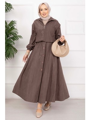 Ums Bomber Ceket & Düğmeli Etek Takım Kahve