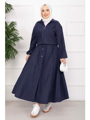 Ums Bomber Ceket & Düğmeli Etek Takım Lacivert