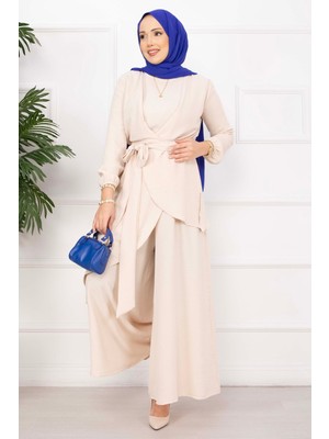 ZNK Salaş Kalıp Aerobin Tesettür  Ikili Takım Krem