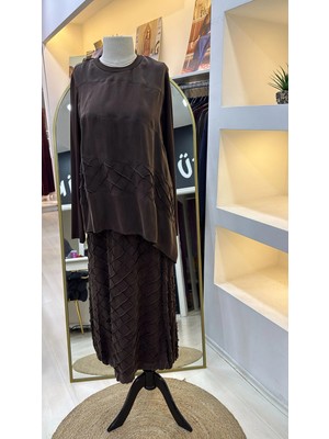 Misswhence Cupra Ipek Etekli Bluz Takım 39002 Kahve