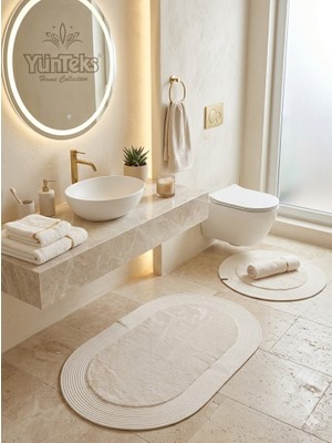 Yünteks Rabbit Soft Hasır Dekoratif Klozet Takımı / Banyo Paspası / Modern / Şık /lüx / Banyo Halısı