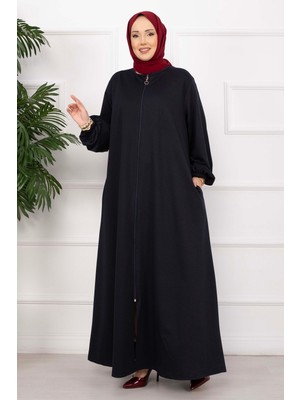 TKM Klasik Fermuarlı Ferace Lacivert