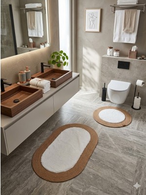 Yünteks Rabbit Soft Hasır Dekoratif Klozet Takımı / Banyo Paspası / Modern / Şık /lüx / Banyo Halısı