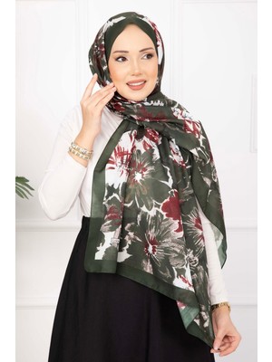 ECN Floral Çiçek Desenli Şal Serisi Zümrüt