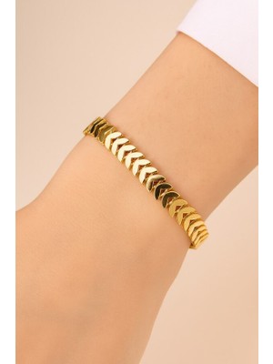 Gold Renk Unisex Kılçık Çelik Bileklik